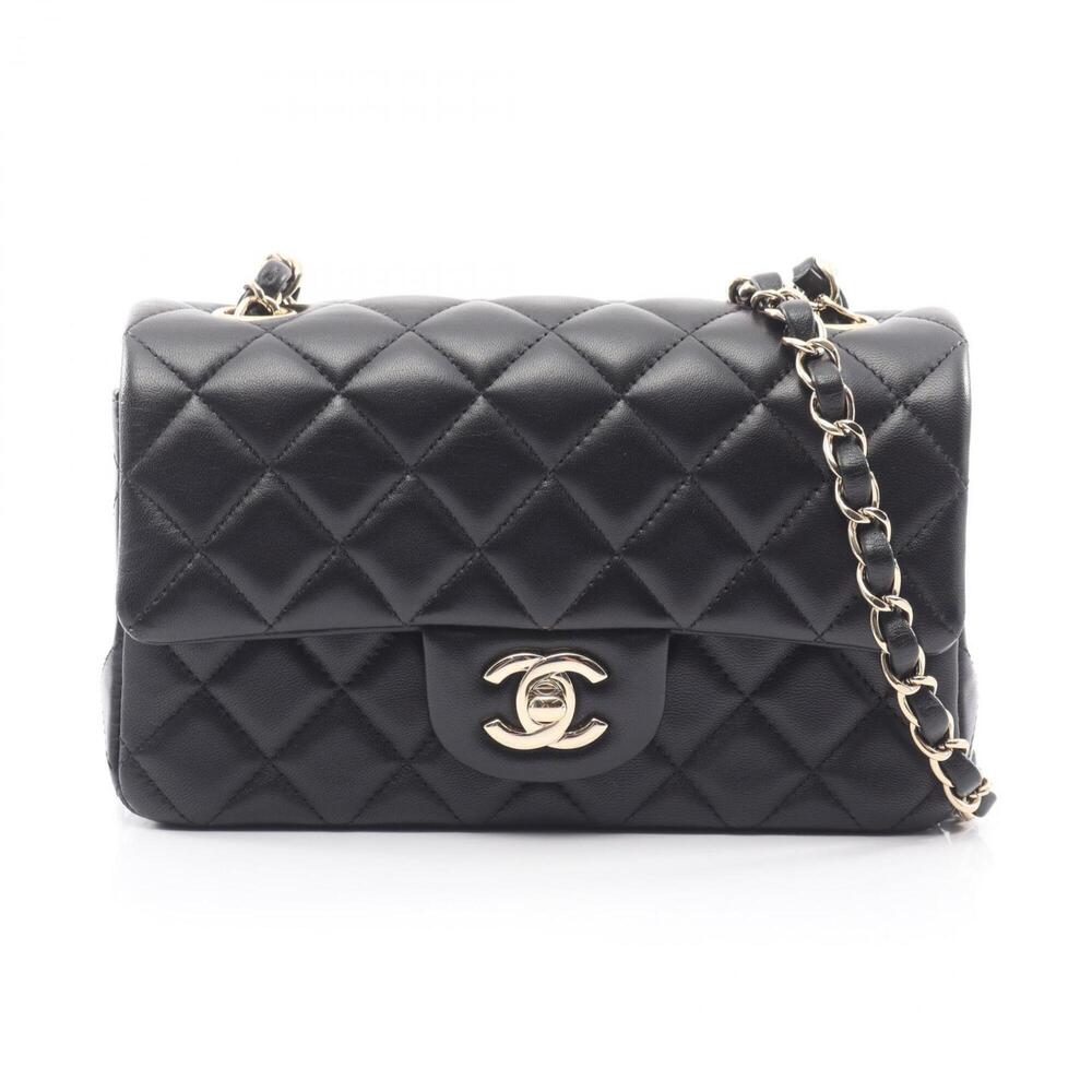 Chanel Mini Matelassé 20 Shoulder Bag/Handbag, Lambskin Leather, Women's, Bla...